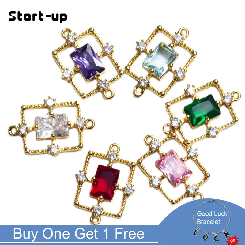

10pcs 19x14mm Zircon Rectangle-shape Alloy Connectors for HandMade Earrings Parts Jewelry Findings Jewelry Necklace DIY