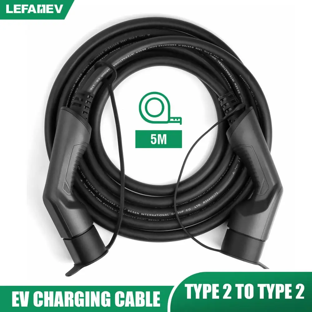 EV Charging Cable 32A 22KW Three Phase Electric Vehicle Cord for Car Charger Station Type 2 EVSE Female to Male Plug IEC 62196