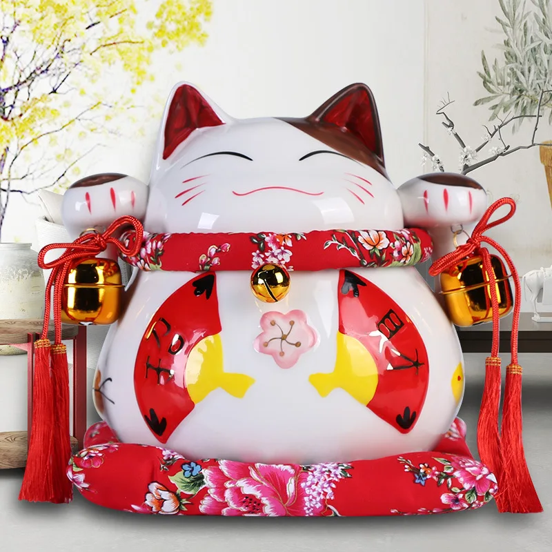 

Lucky Cat Ceramic Opening Electric Handle Large Size Decoration fa cai gato negro Coin Bank Shop Opening Creative Gifts
