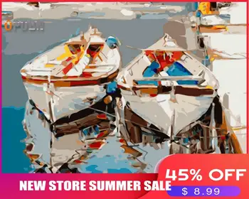 

OPDBN Wall Art Canvas Painting by Number Posters Landscape Boat Poster Canvas Painting for Living Room Home Decor No Frame