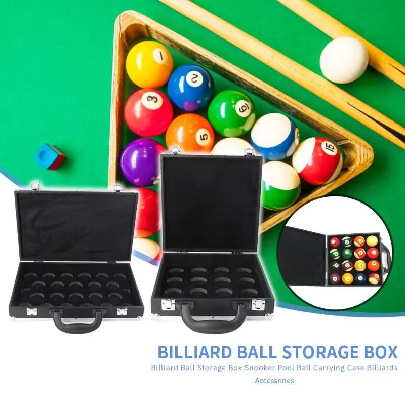 

S/M Black Billiard Ball Leather Storage Boxes Interior Sponge Snooker Pool Ball Carrying Holder Billiards Training Supplies