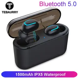 TEBAURRY Bluetooth наушники 5,0 СПЦ беспроводной Bluetooth наушники стерео наушники капельки с зарядным устройством 1500 мАч запасные аккумуляторы для