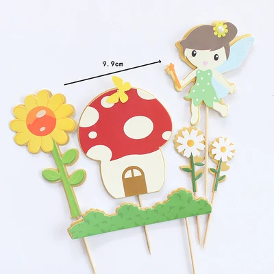 A1 Green Plant Flower Girls Cake Topper Happy Birthday Cupcake Toppers Wedding Party Dessert Table Decor Baby Shower Supplies - Color: A1