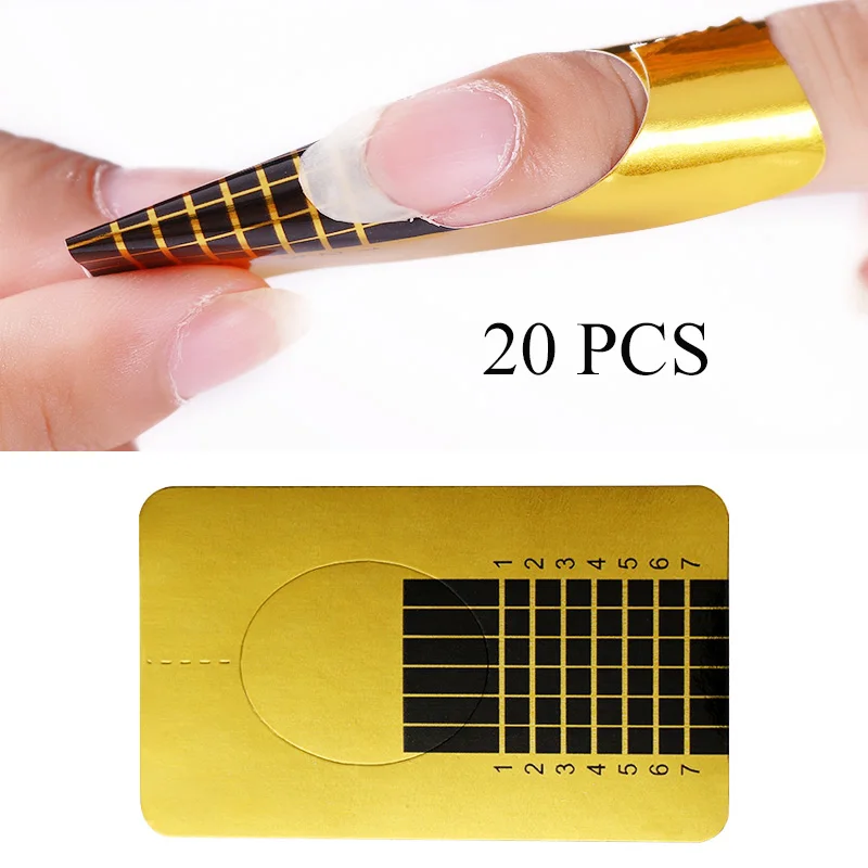 

20pcs Nail Form Set for UV Building Gel French Acrylic UV Gel Tips Extension Builder Form Guide Stencil Nail Art Manicure Tools