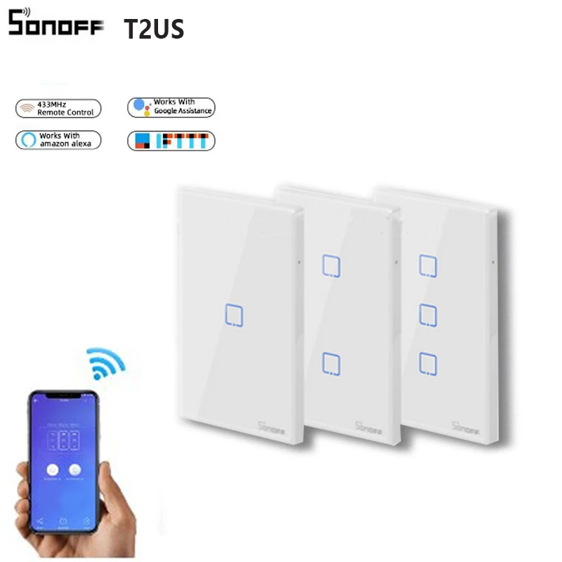 Sonoff T1 США умный Wifi настенный светильник переключатель 1 2 3 Банды сенсорный/WiFi/315