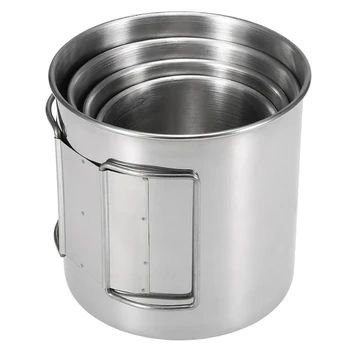 

4Pcs Stackable Drinking Water Cups Foldable Handles for Outdoor Camping