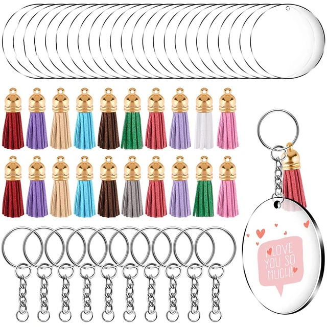 90 Pieces Acrylic Keychain Making Kit Clear Acrylic Keychain Blanks And  Colorful Tassel Pendants For Diy Projects - Key Chains - AliExpress