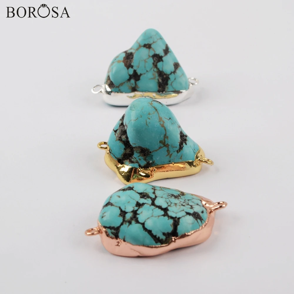 BOROSA 10 шт. Freeform синий Howlite грубая бирюза разъем в золото/серебро/розовое золото для браслета/ожерелье ювелирные изделия G1930