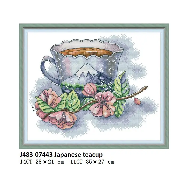 Cross Stitch J483 Joy Sunday Набор для вышивания крестиком, серия чашек, холст Aida 14ct 11ct DMC, ткань для вышивания крестиком, рукоделие - Цвет: Cross Stitch J483