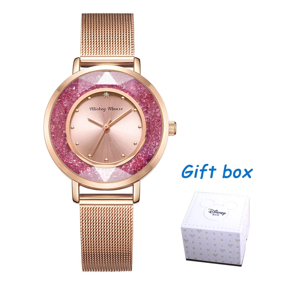 dream pink Дисней кварцевые часы наручные часы Мода изумруд Звездный циферблат повседневные Элегантные для женщин Девушка часы дамы блестящие часы Reloj Mujer - Цвет: dream pink