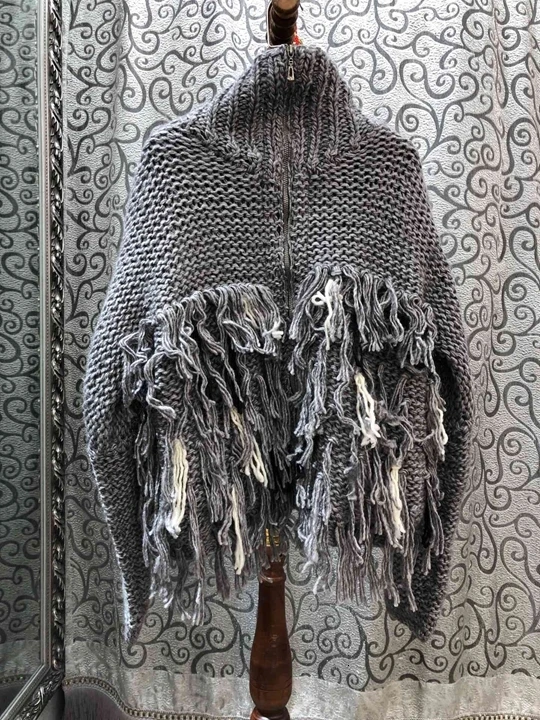 autumn Early new women's high collar, chest embroidery, knitting decoration, long sleeve loose sweater, knitwear 1010