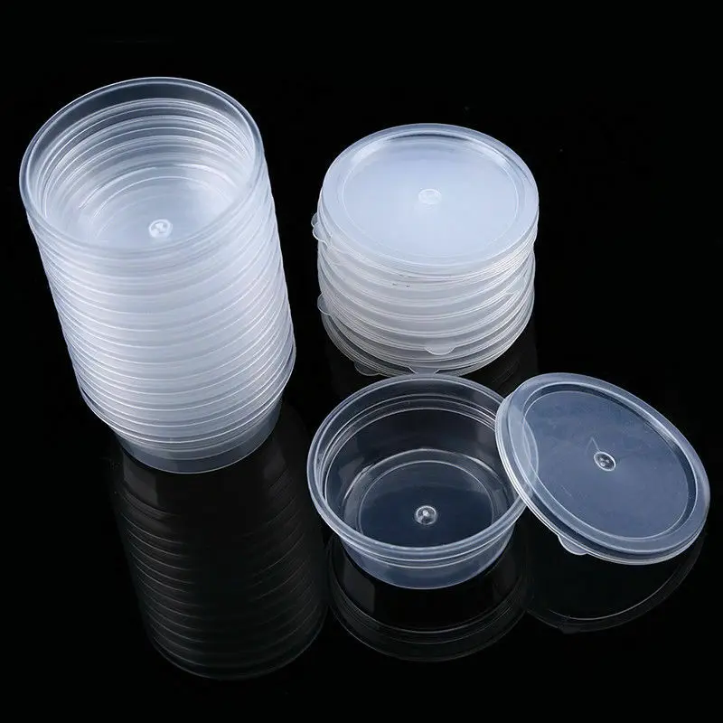 10pcs Round Food Containers Plastic Clear Storage Deli Pots w/ Lids Takeaway Box 10pcs Round Food Containers Plastic Clear Storage Deli Pots w/ Lids Takeaway Box