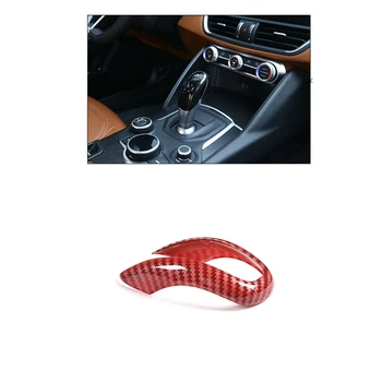 

Car ABS Carbon Fiber Red Gear Shift Knob Cover Trim for Alfa Romeo Giulia Stelvio 2017-2018