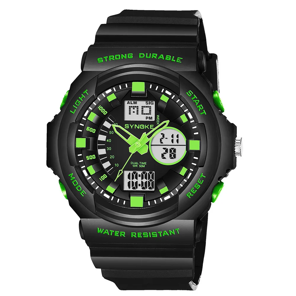 Цифровые часы SYNOKE, многофункциональные водонепроницаемые часы, светодиодный, цифровые часы двойного действия