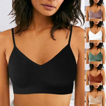 

Solid Crop Top Push Up Padded Bralette Comfortable Underwear Wire Free Lingerie Deep V Women Sexy Bralette Soft Cotton Bra