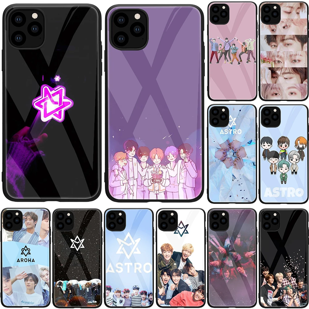 Для iPhone 12 мини 11 Pro Max X XR XS 8 7 6S 6 Plus SE 2020 5 5S KPOP ASTRO сердце задняя крышка из закаленного