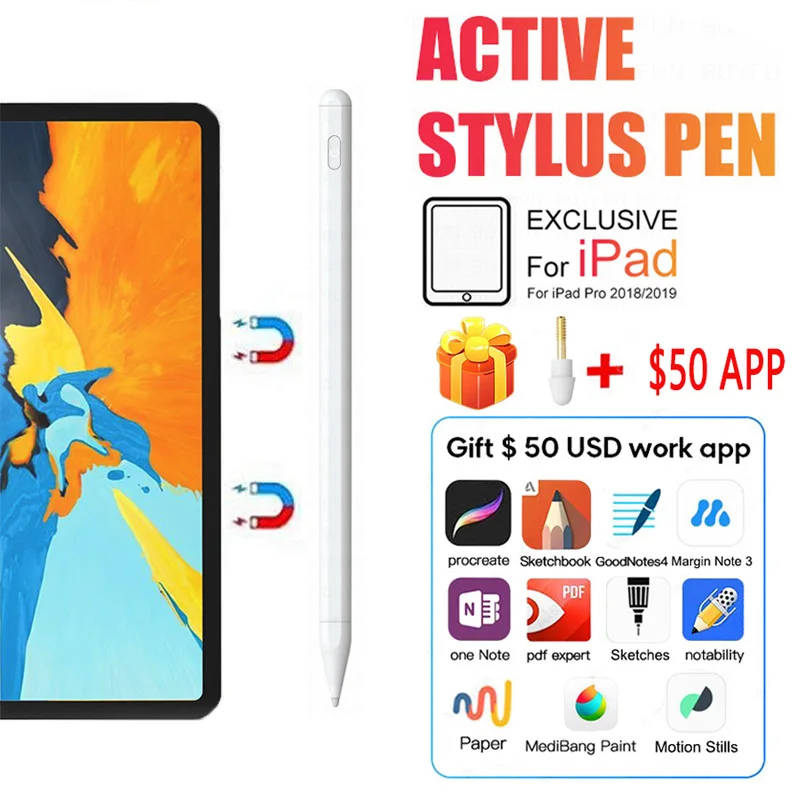 Для iPad Stylus Smart Pen для Pro 11 12 9 Apple 7 mini 5 сенсорный экран карандаш ладонь отклонение не