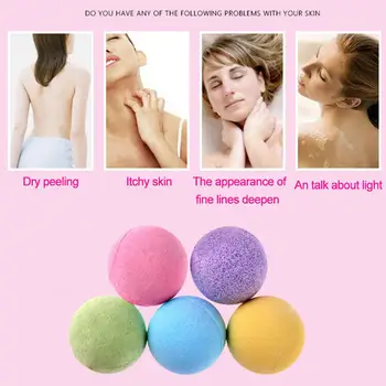 

5pcs Organic Bath Salt Body Essential Oil Bath Ball Body Skin Whitening Ease Relax Stress Relief Natural Bubble Bath Bombs Ball