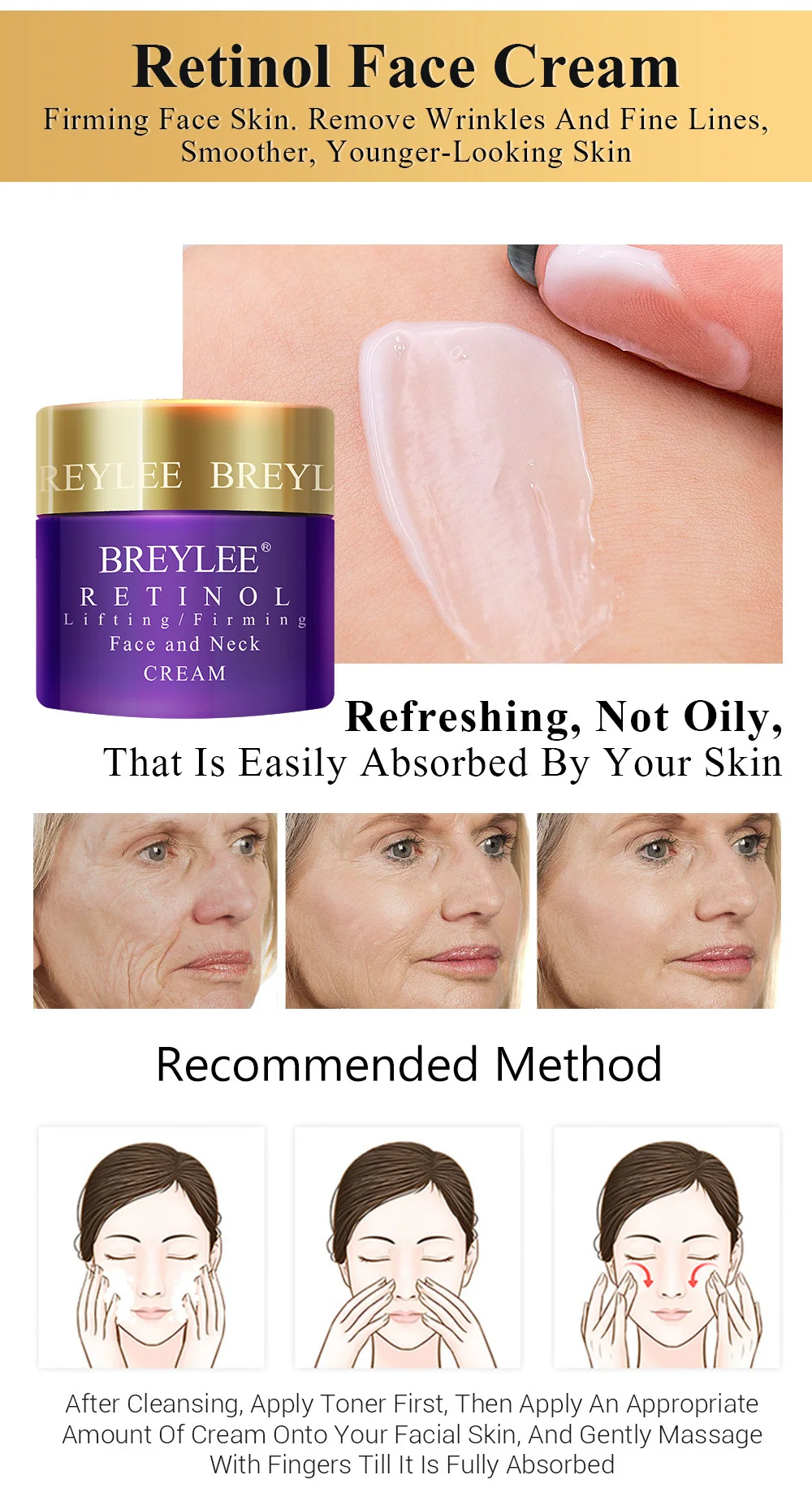 BREYLEE Retinol LiftingFirming Face And Neck Cream Anti-aging Anti-Eye Bag anti wrinkle Eye Cream Age Revolution Ageless Young 5