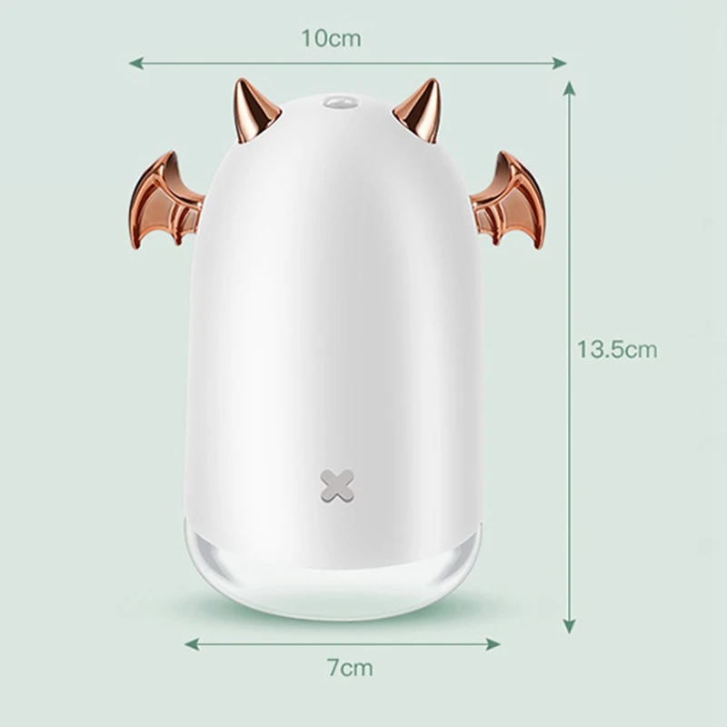 230Ml Ultrasonic Air Humidifier Little Devil Usb Aroma Essential Oil Diffuser for Home Car Mist Maker Color Led Lamp