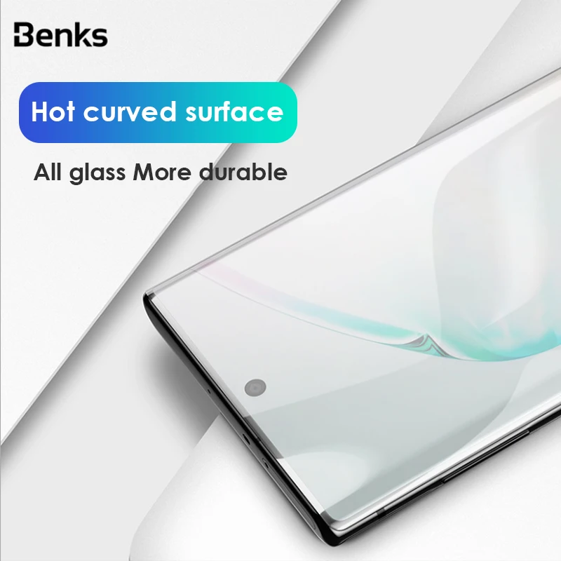 Benks AGC 3D закаленное стекло с закругленными краями для samsung Note 10 Plus 10+ 0,3 мм ультратонкая HD защитная пленка на весь экран