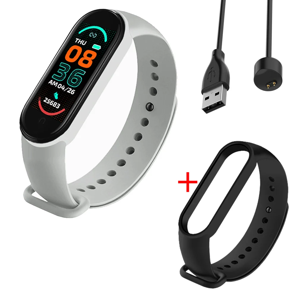 Men Smart Watch Fitness Pedometer Women's Heart Rate Blood Pressure Monitoring M6 Bracelet Information Push Music Control Watc 