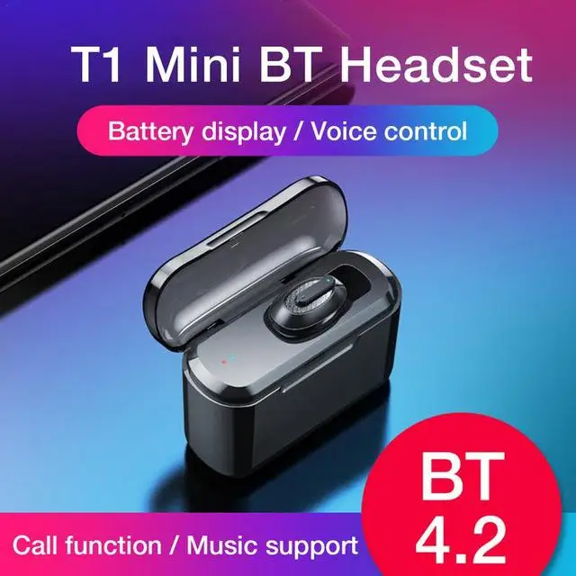 BEESCLOVER T2 Bluetooth4 2 Earphone Sport Wireless HiFi Handsfree Earphone Stereo Sound Earbuds Gaming Eardset with Charging Box