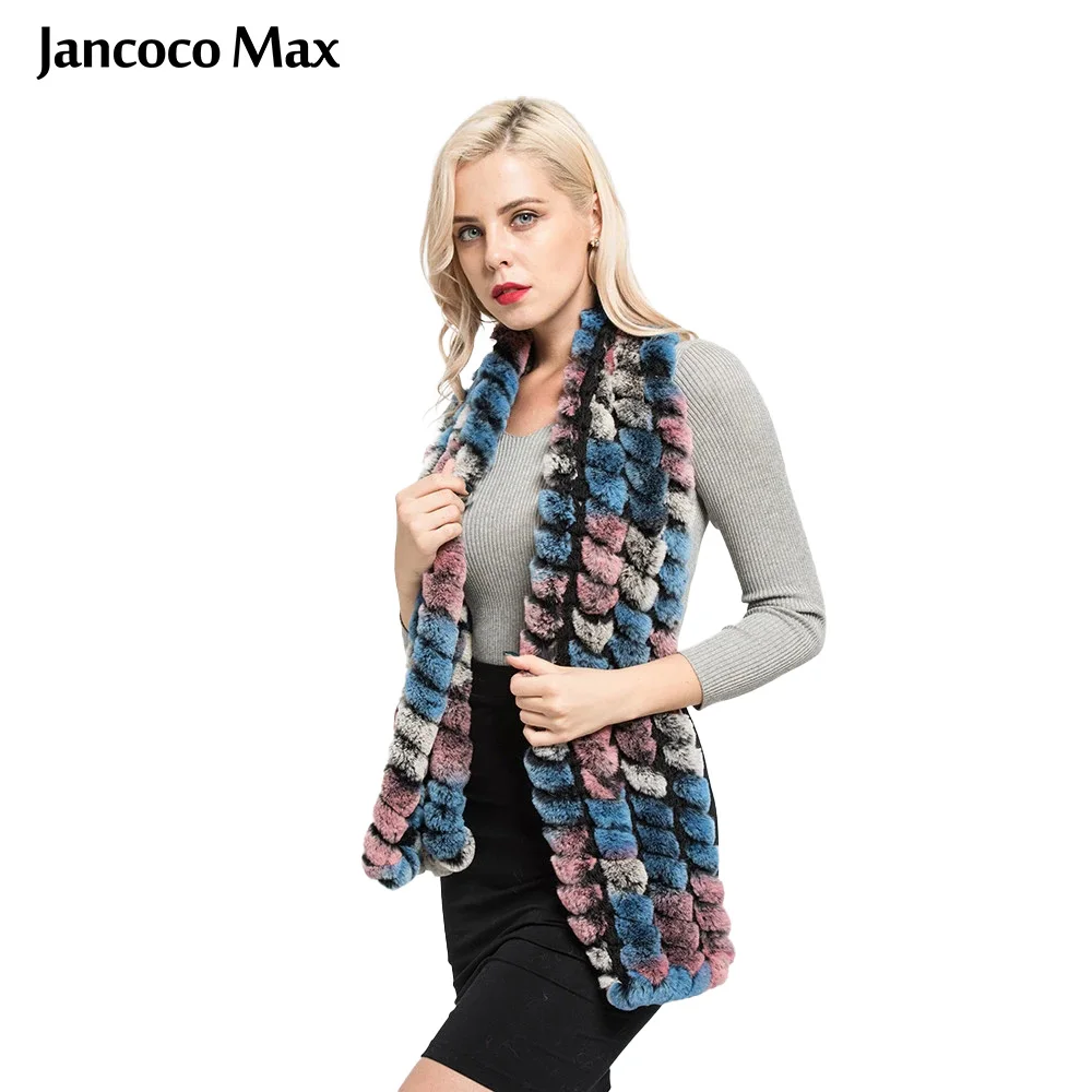 Jancoco Max настоящий шарф из меха кролика рекс модные Стиль многоцветный глушитель