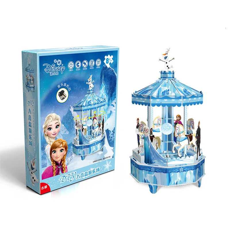 Disney ледяная и снежная ведьма из Непала вращающаяся Подарочная музыкальная шкатулка Diy вращающаяся деревянная лошадь трехмерная ручная музыкальная шкатулка