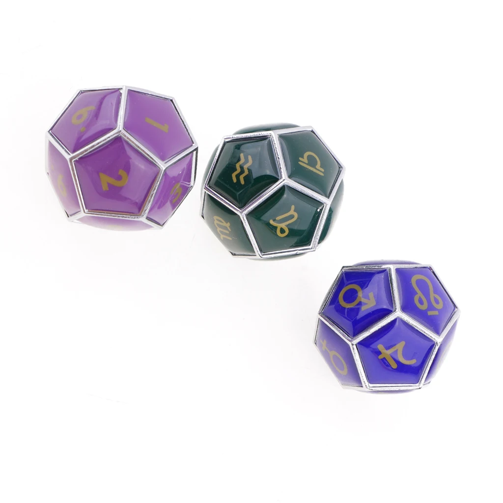 Opaque Constellation Dice Fortune Telling Game Props Pack Of 3 Chrome 1.6cm