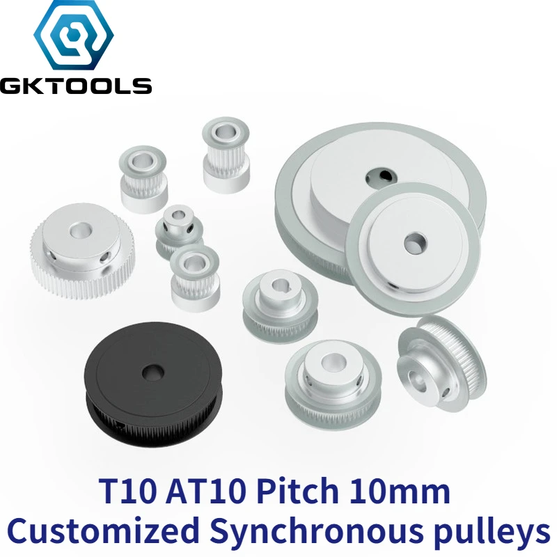 GKTOOLS Trapezoid T10 AT10 Synchronous Pulley Pitch 10mm Gear wheel Manufacture Customizing all