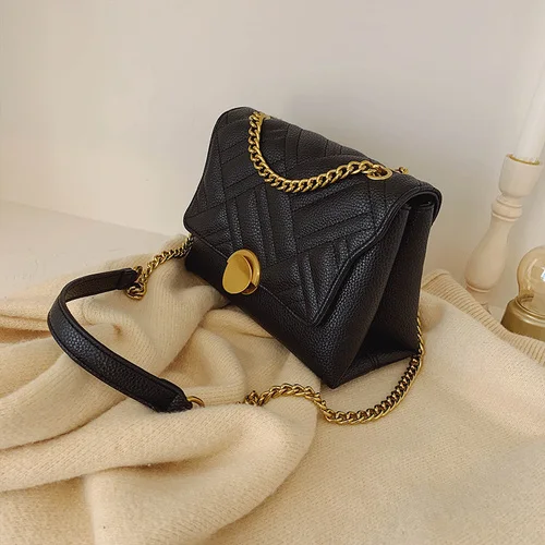 Черный iVog New Arrival Everyday Ladies Small Chain Messenger Shoulder Handbag gg Fashion Hand Bags for Women - Цвет: Черный