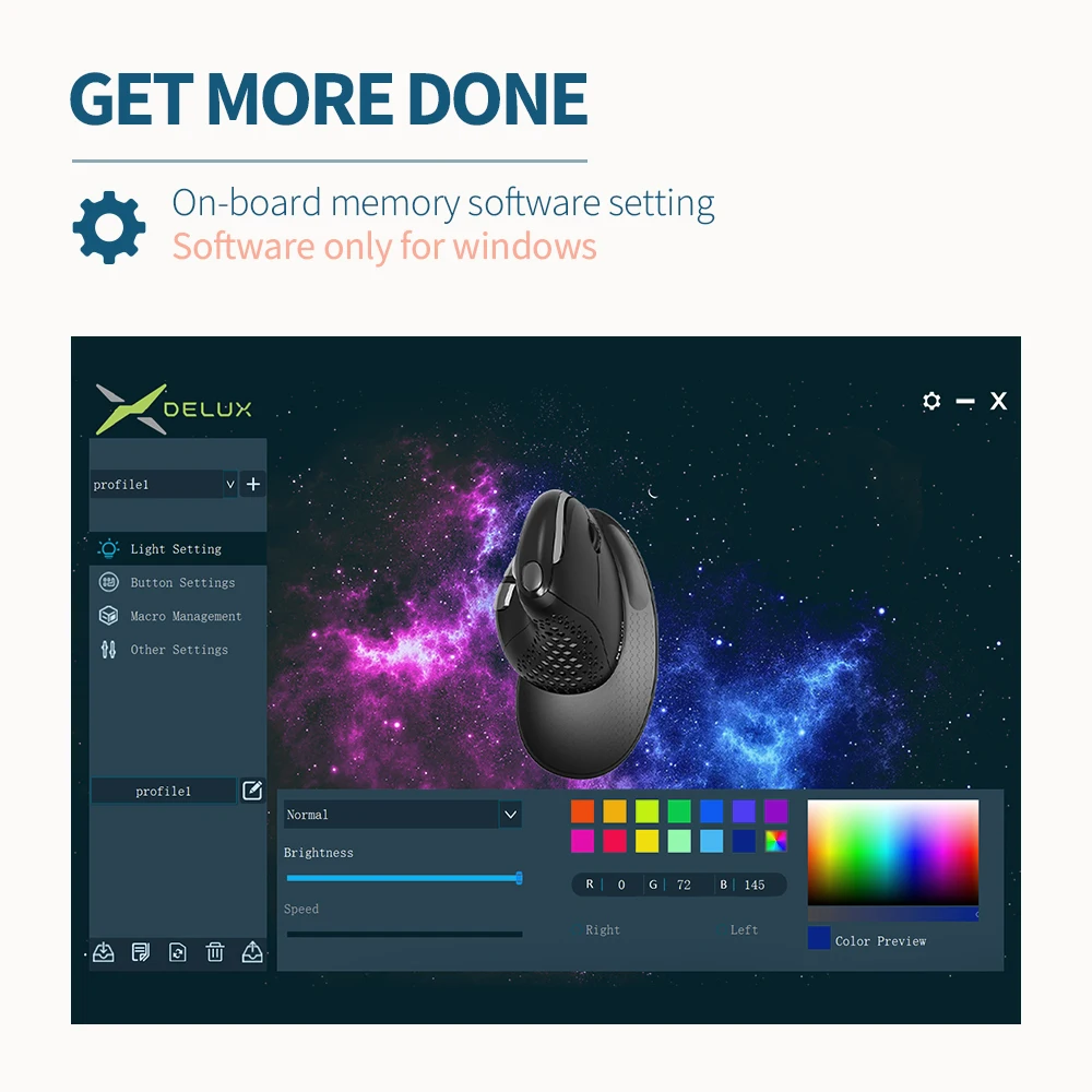 Delux Seeker-m618xsu Mouse com Fio Vertical Ergonômico Luz Rgb Tampa Traseira Removível 4000dpi Mouse de Jogos para Laptop Computador - Imagem 2
