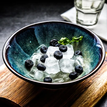 

Japanese Noodle Bowl Kiln Household Ramen Bowl Underglaze Color Tableware Salad Soup Bowl Large Instant Bowl Set