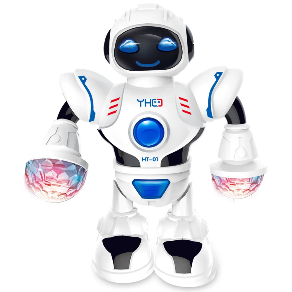 LED Flashing New Year Dancing Robot Walking Toys With Music Electronic Funny 