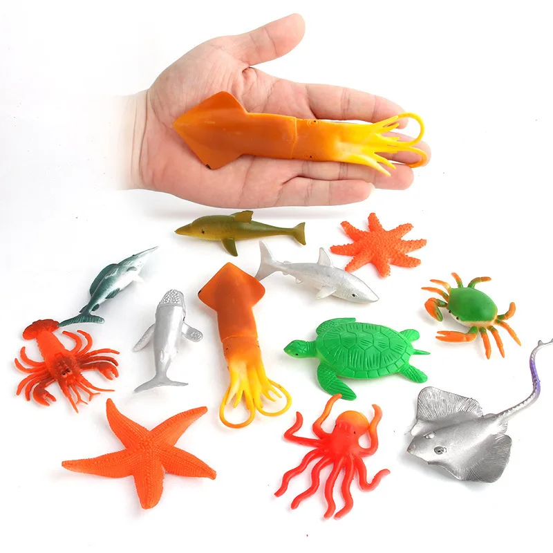 

Plastic Model Ocean Animal Toys Underwater World Model Stall Hot Selling Static Oceans Animal 12 Pieces