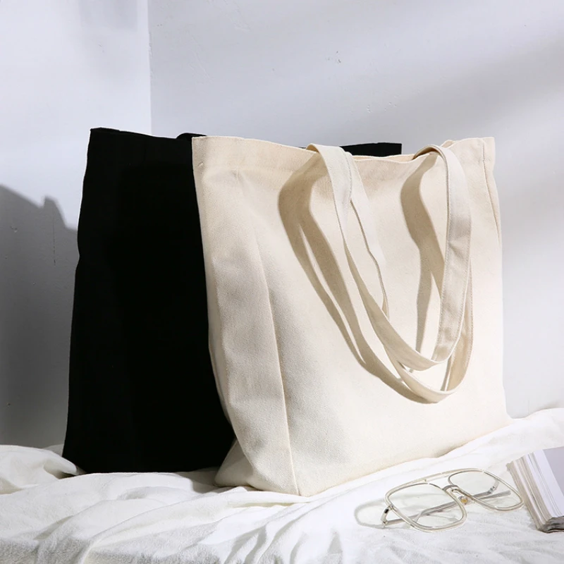 atinfor Cotton Canvas Women Shoulder Bag Grocery Foldable Eco Handbags Casual Reusable Shopping Bag Lady Tote Bags Large