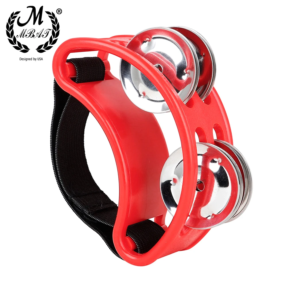 Foot Tambourine Metal Jingle Bell Portable Percussion Instrument Box Drum Companion Musical Toys Rainbow colors cymbals M MBAT