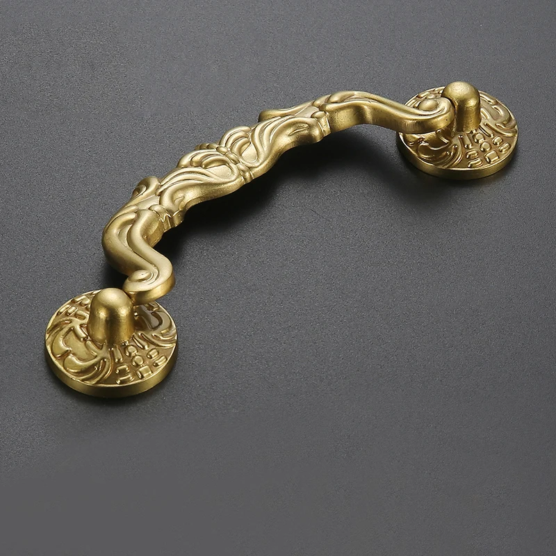 Высококачественная Китайская античная латунь золотая ручка европейский стиль Простой ящик, шкаф, Гардероб Ручки