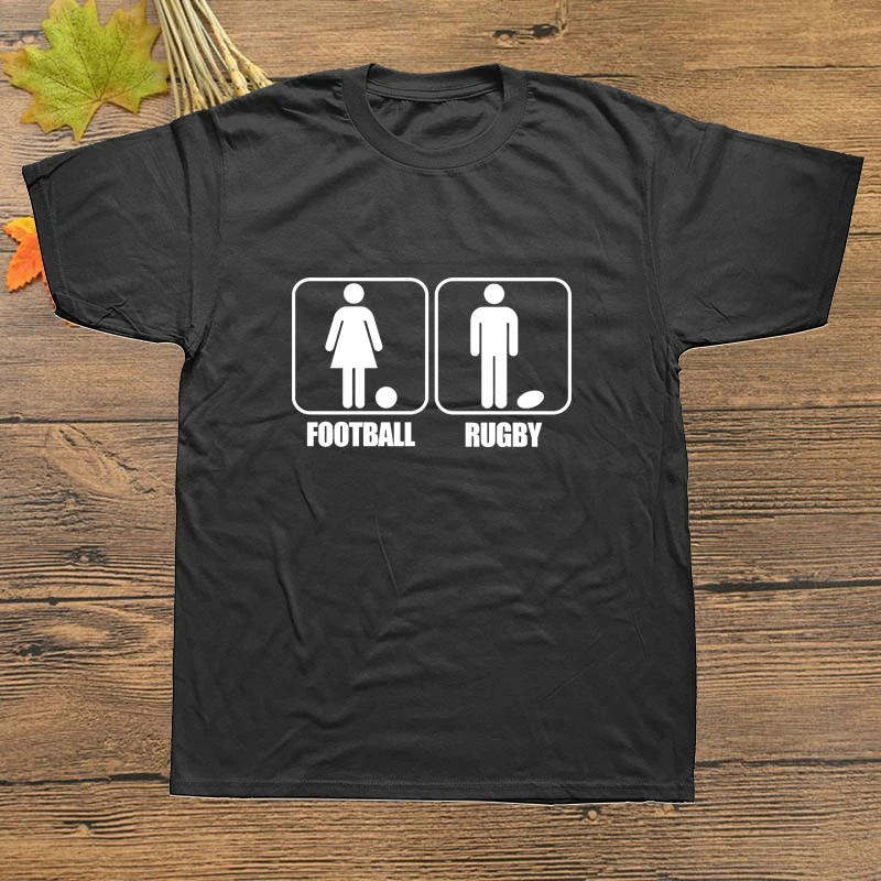 Rugby Man's Sports Football Women Sarcasm Funny T Shirts Men Cotton Summer O Neck Harajuku short sleeve Streetwear Black T-shirt |