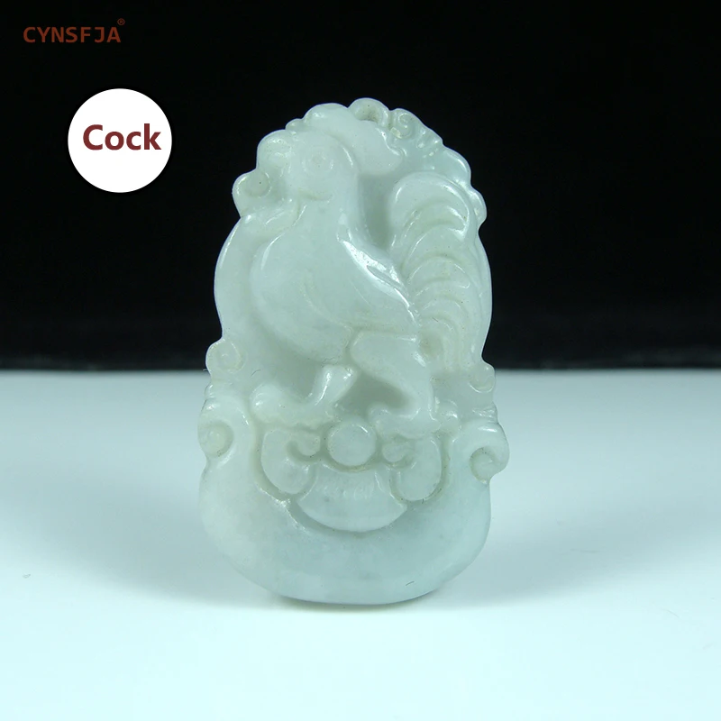 CYNSFJA Real Certified Natural Grade A Burmese Jadeite Charms Amulets Chinese 12 Zodiac Cock Jade Pendant High Quality Best Gift