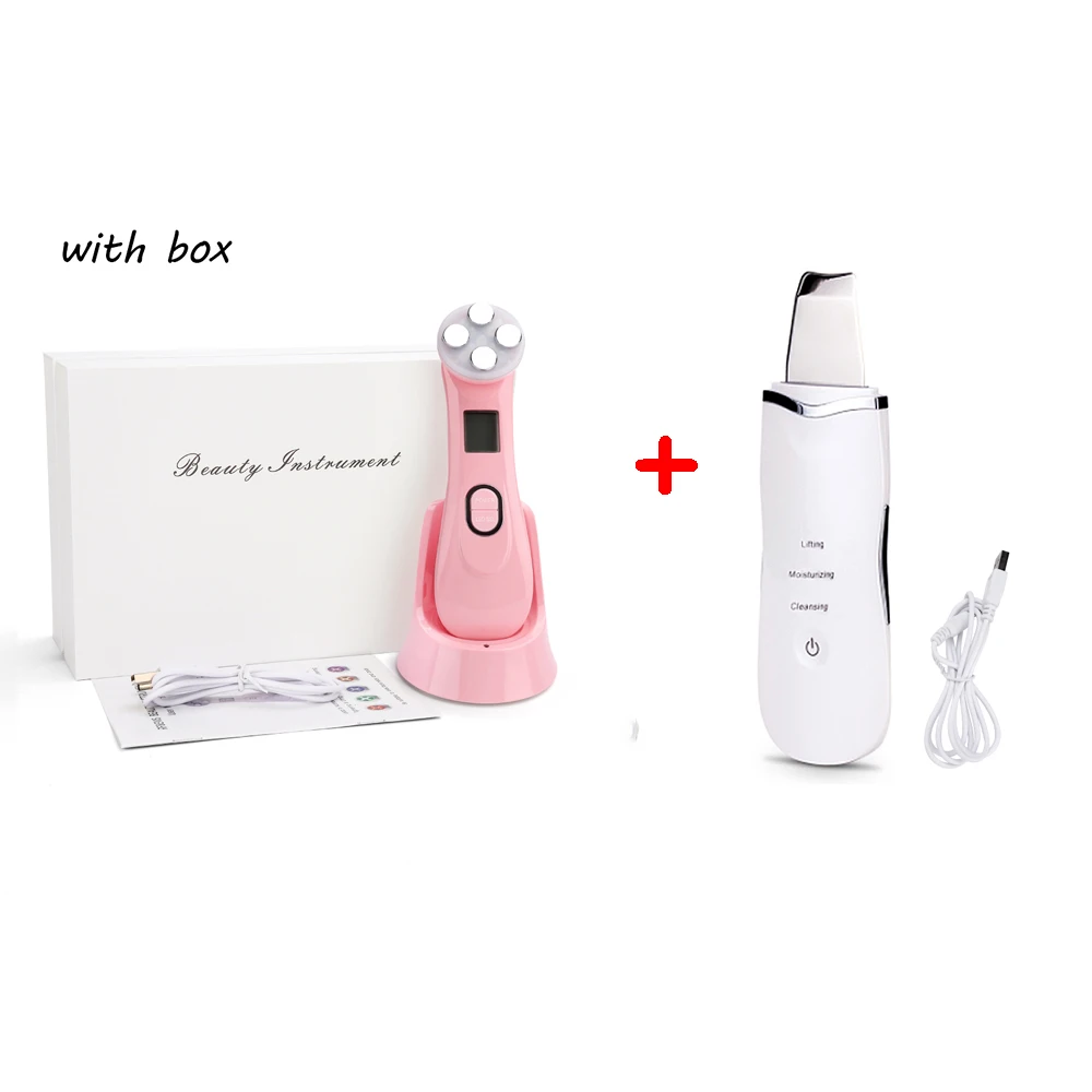 

RF&EMS Radio Mesotherapy Electroporation Facical Beauty Pen Radio Frequency LED Photon Face Skin Rejuvenation with Skin Scrubber