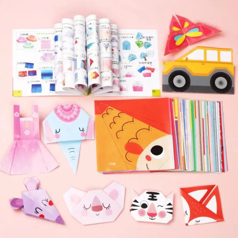 Montessori Toys DIY Child Toy Fun Origami Paper Folding Book Crafts Origami Paper-cut Book Reativity Toys for Children 3-10Y