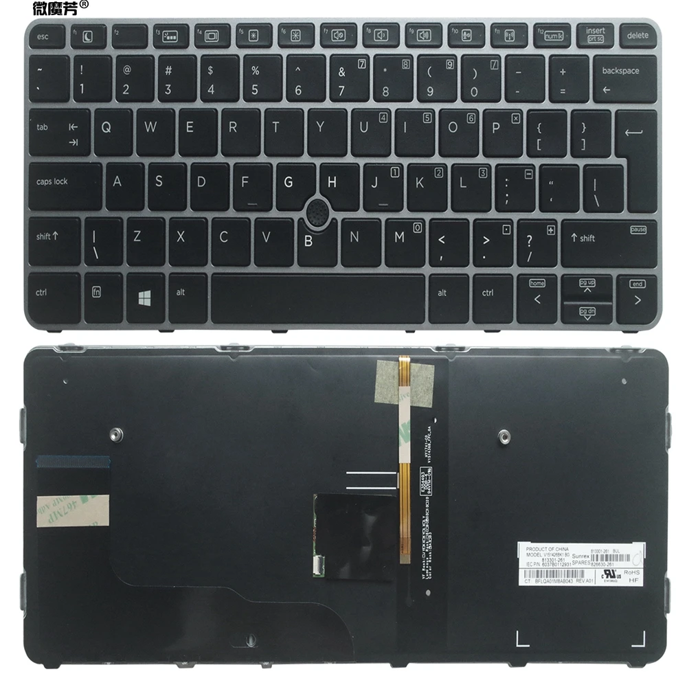 US NEW Laptop keyboard for HP elitebook 725 G3 820 828 G4 English Laptop Backlit keyboard