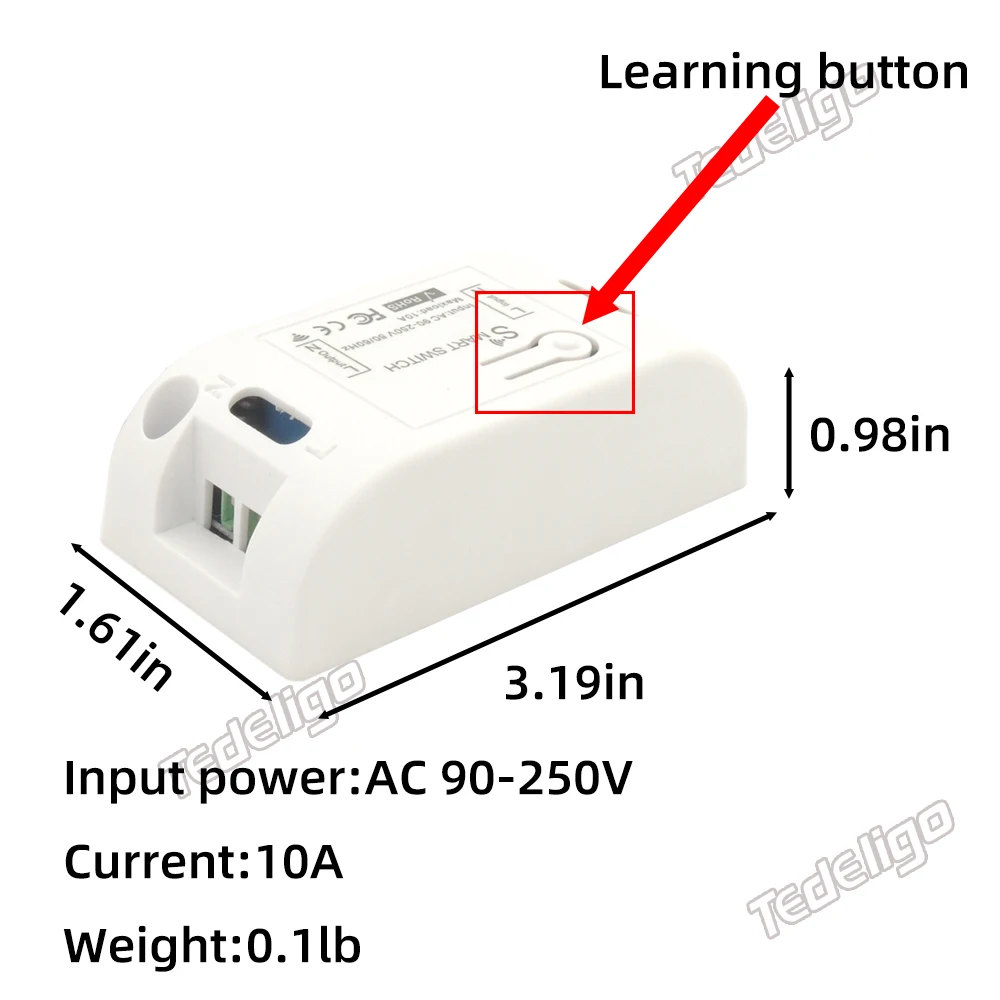 Wireless Smart Light Switch RF 433MHz Remote Control Switch AC 95-250V 10A Module 86 Wall Panel for Bedroom,Gallery Lights Lamp
