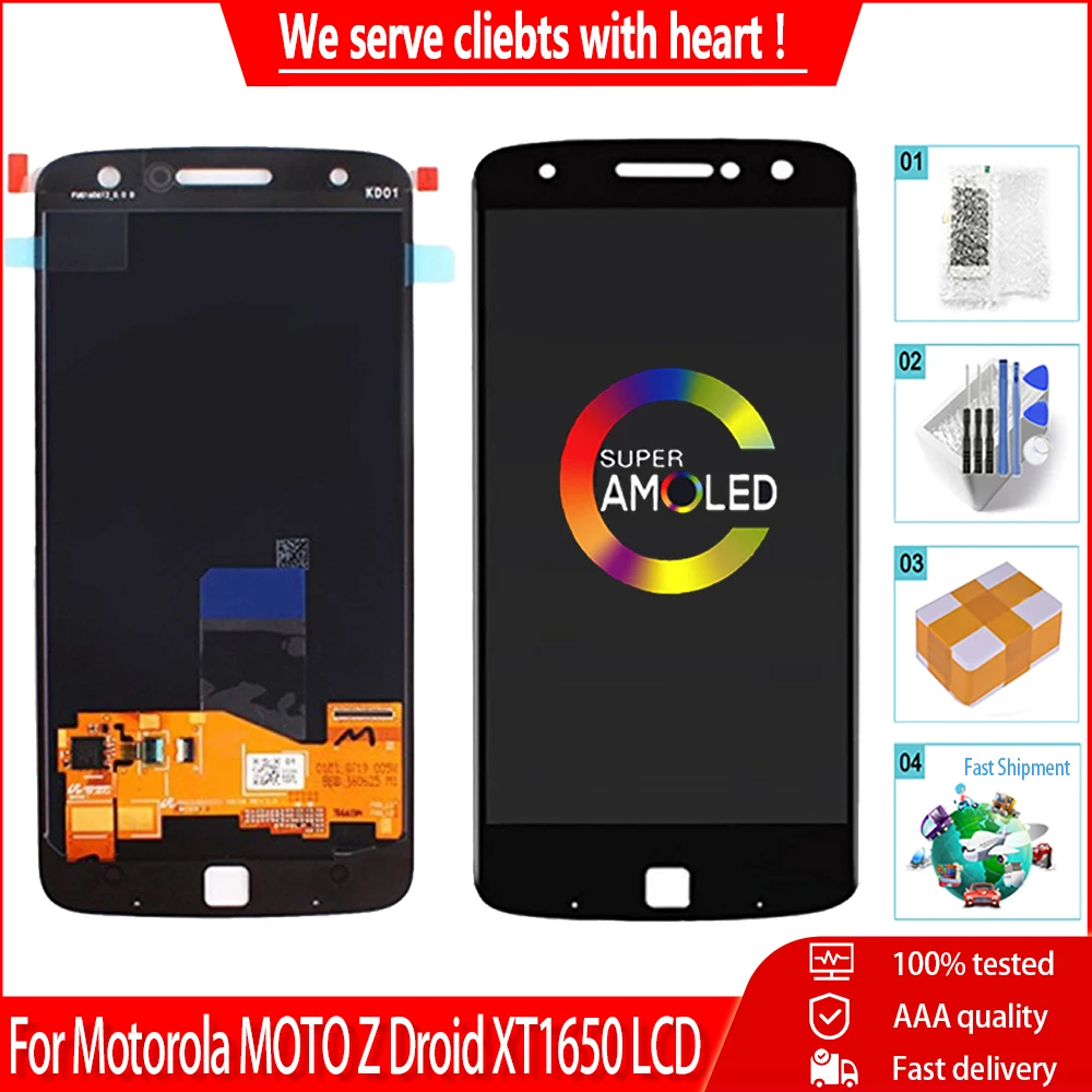 5.5&quot AMOLED For Motorola MOTO Z Droid XT1650 LCD Display Touch Screen Digitizer With Burn-Shadow Replacement | Мобильные