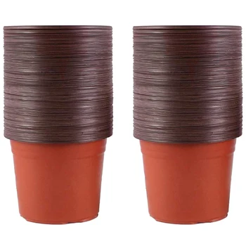 

100 Packs of Plastic Seedling Flower Pots, Two-Color Pots, Simple Round Flower Pots,Succulent Planting Brackets for Flower Plan