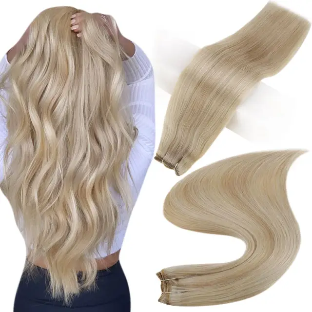 Full Shine Human Hair Weft Extensions Hair Bundles Ombre Blonde Color 100g Sew In Silky Straight Remy Skin Double Weft For Salon 27p613