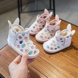 2021 Winter Baby Girls Boots Cartoon Bear Kids Martin Boots Infant Toddler Shoes Soft Bottom Windproof Warm Plush Children Shoes