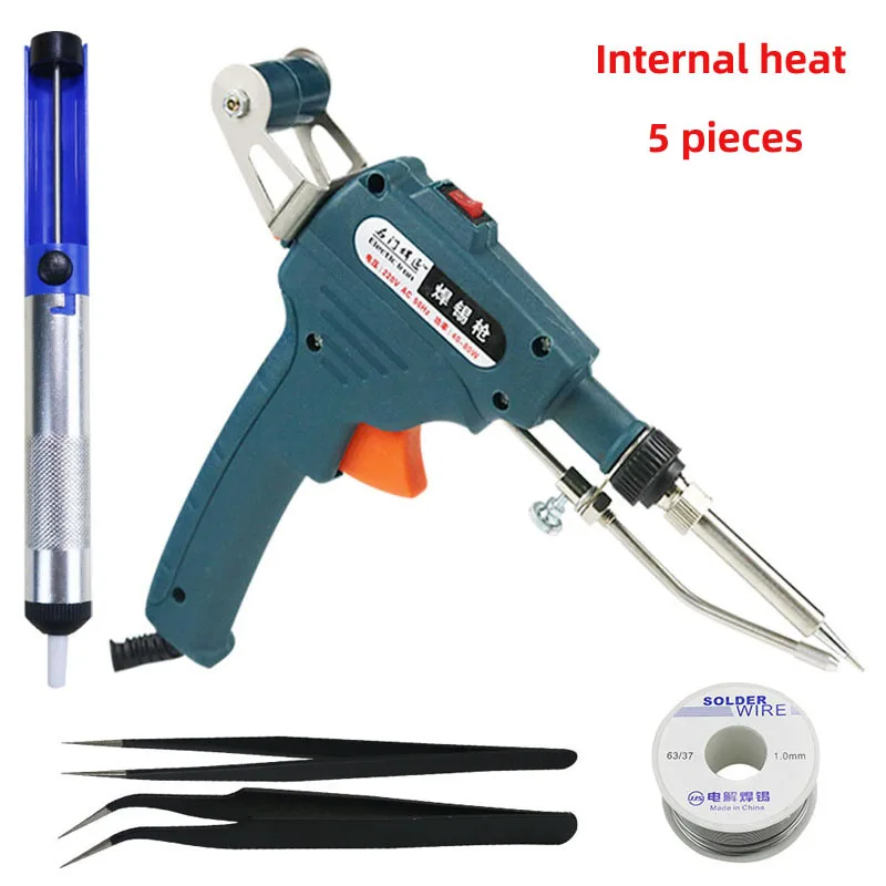 Internal heat green Swayboo 60 Вт ручной внешний тип тепла для внутреннего прогревания паяльник Электрический 5-шт набор с сварочной проволокой - Цвет: Internal heat green